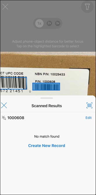 No Result — Create Record Screen