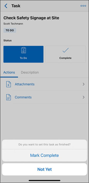 Task Closure Pop-up Modal in Go for Android