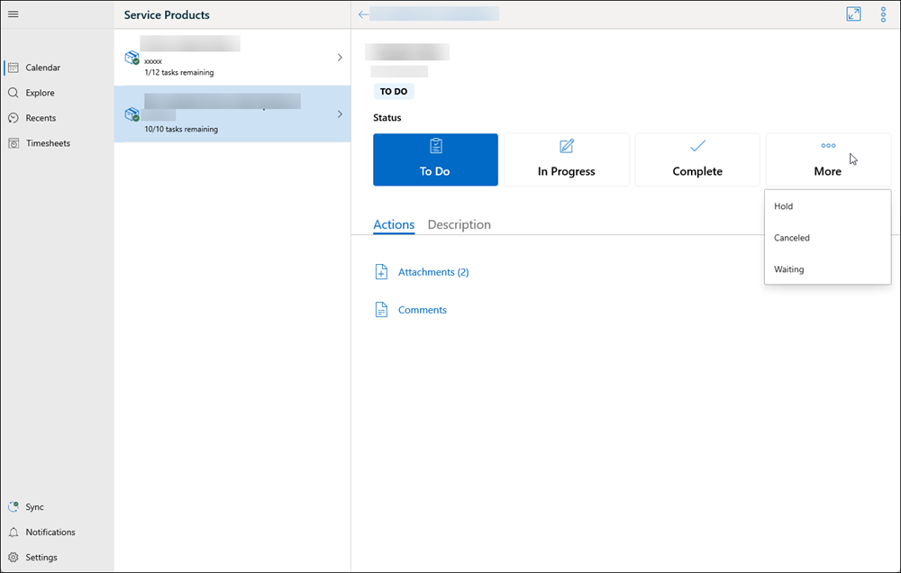 Task Details Screen in Go for Windows