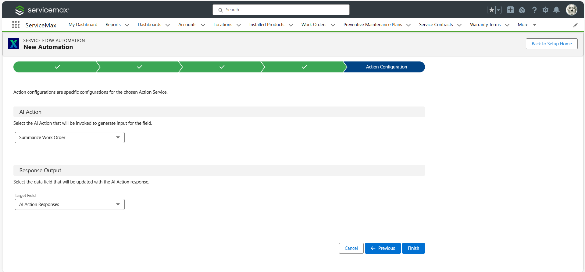 Action Configuration Step in SFA