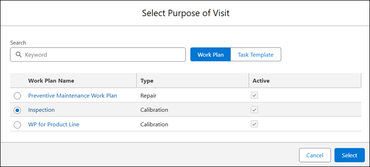 Select Purpose of Visit