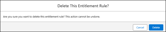 Delete Entitlement pop-up window