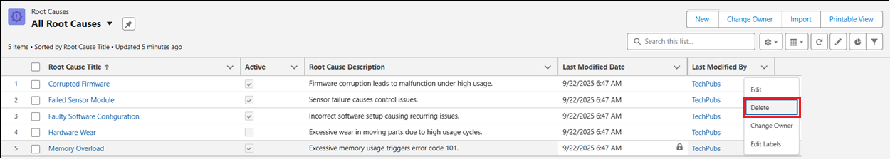 Deleting Root Cause