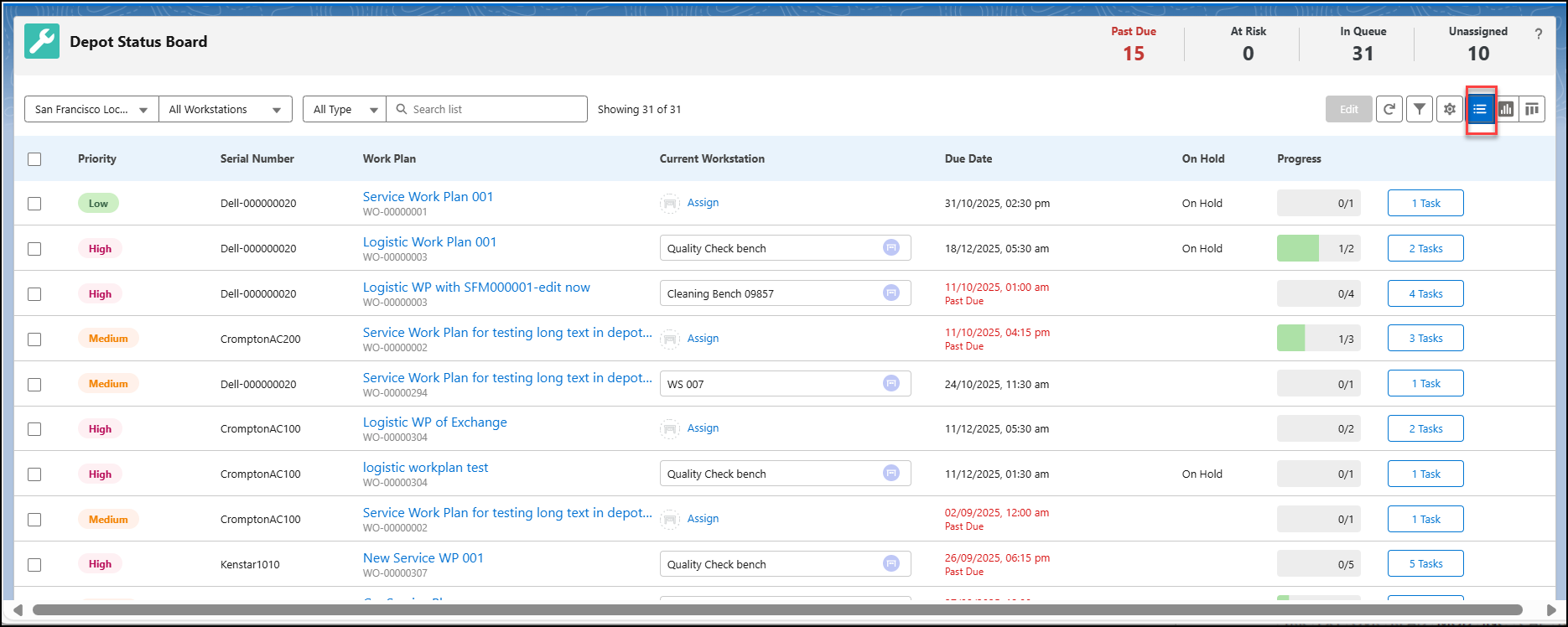 Viewing Queue Items in List View Page