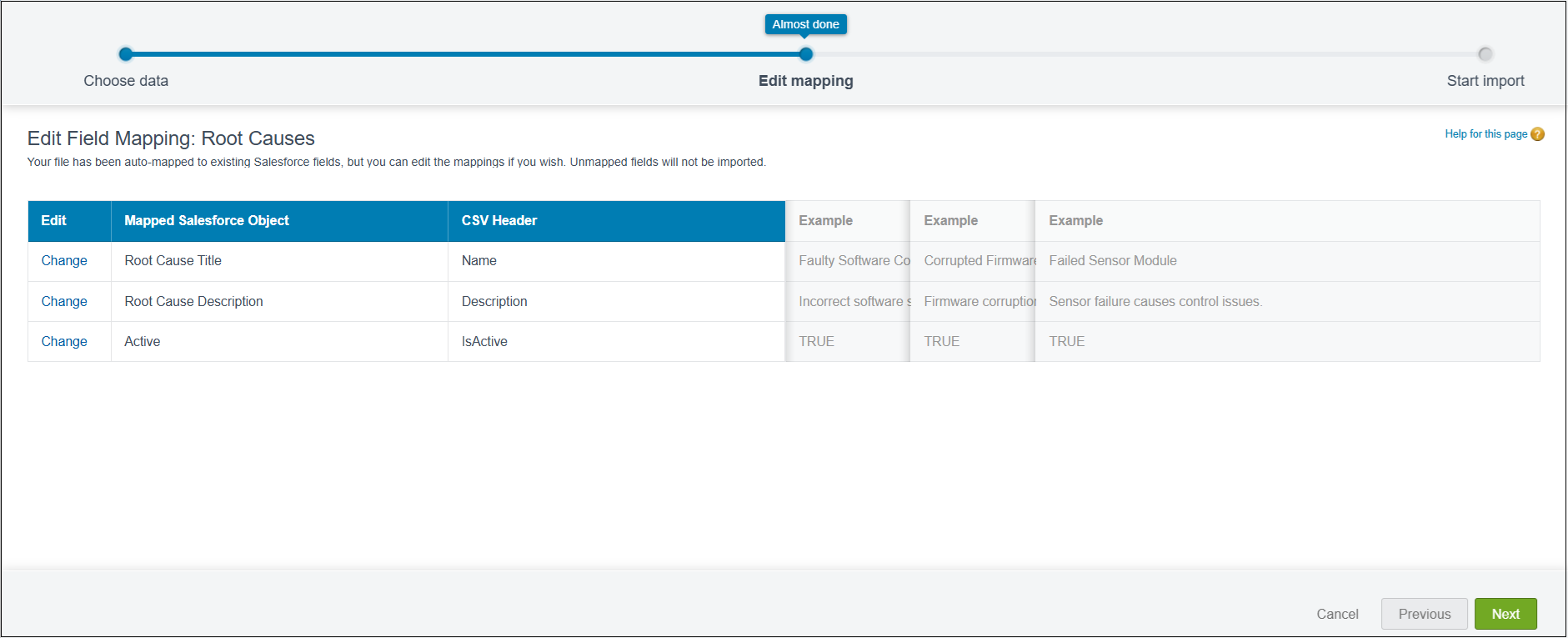Mapped Salesforce Object