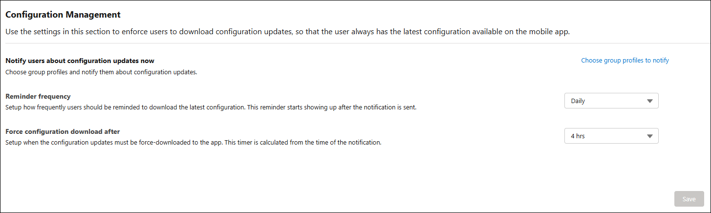 Configuration Settings Frequency