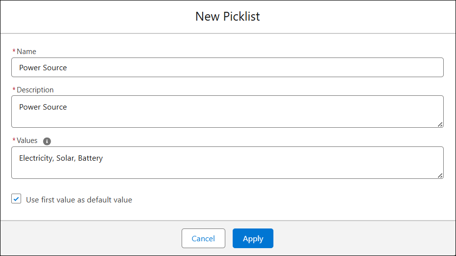 New Picklist