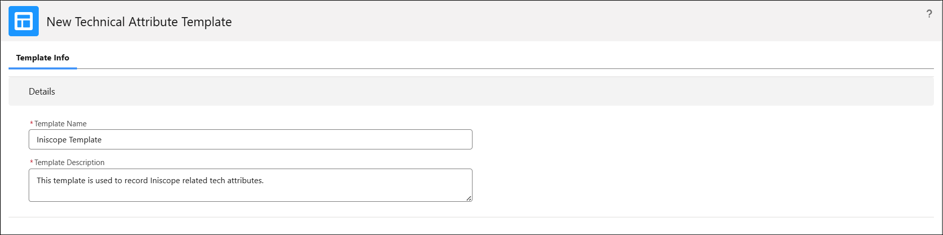 New Technical Attribute Template