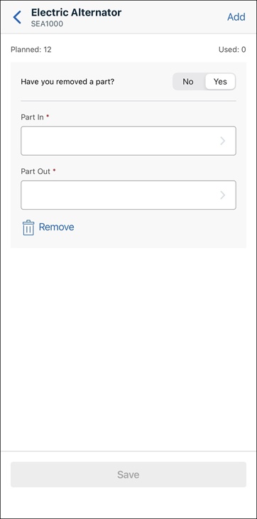 Serialized Part Consumption for Part Replacement