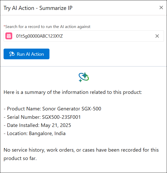 Try AI Action for Installed Products