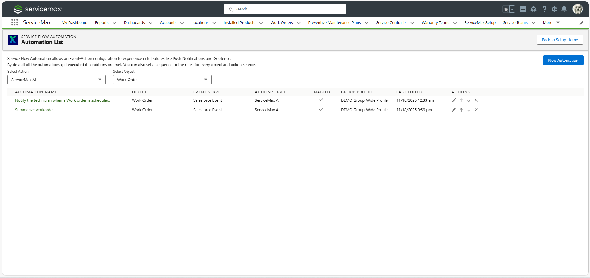 Automation List: Summarize workorder