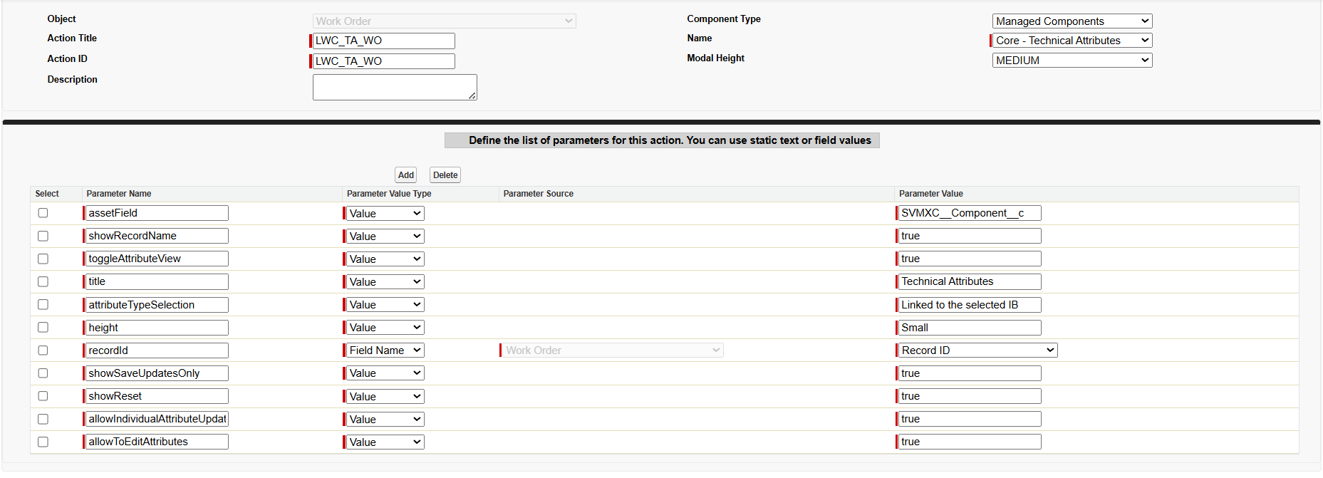 Work Order Parameters