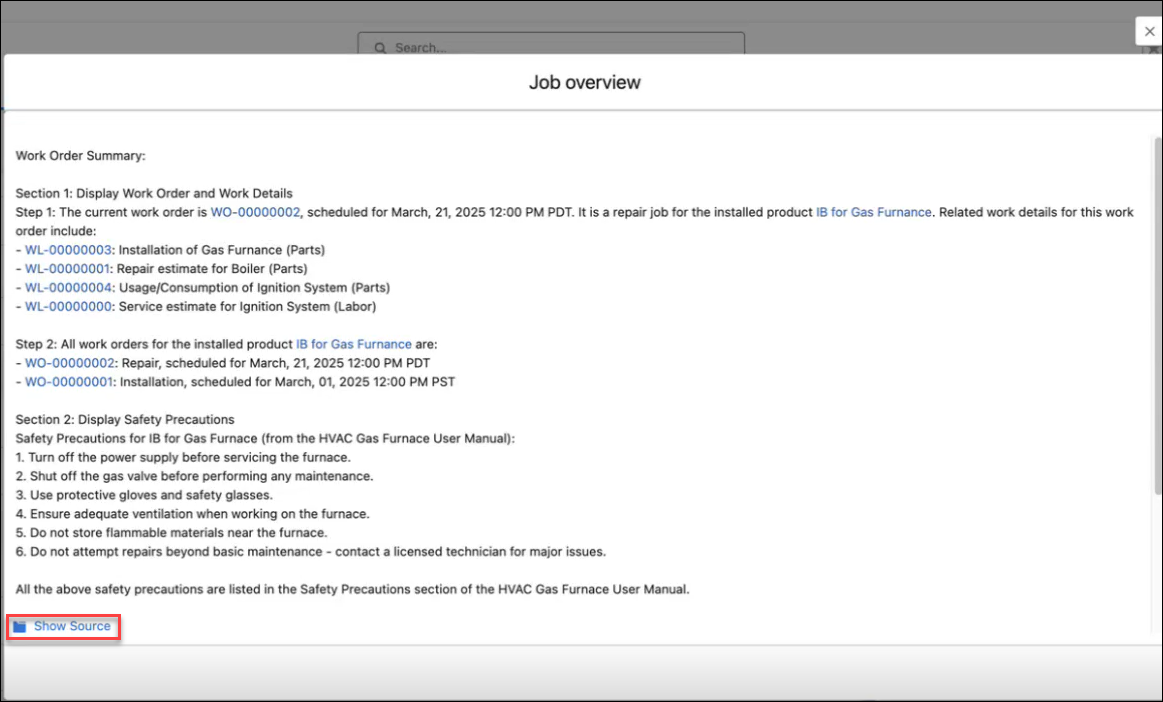 Hyperlinks on Work Order, Installed Product Records